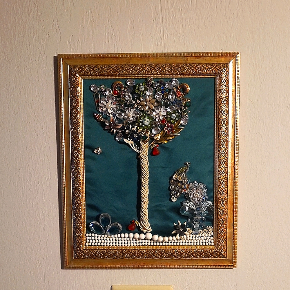 Framed Tree Art with Jewel Embellishments